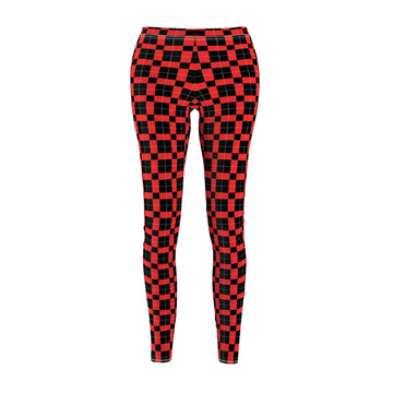 Women's Leggings , Black & Red Square Design Legging