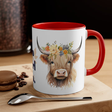 Accent Coffee Mug, 11oz, Highland Cow Mug, Animal lovers coffee Mug