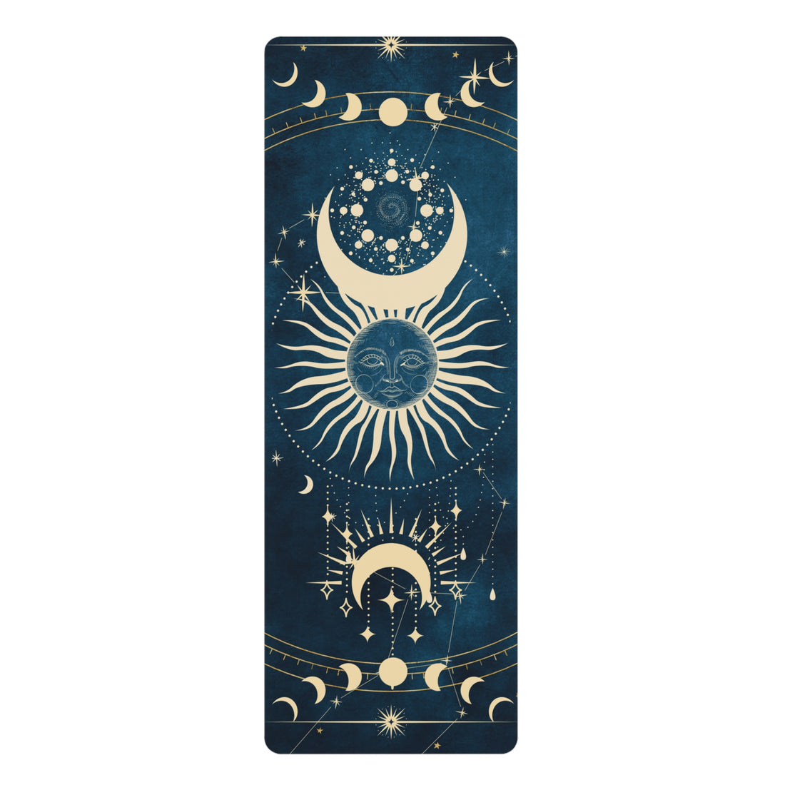 Rubber Yoga Mat, Moon Phases Yoga Mat, Black & Gold Yoga Mat