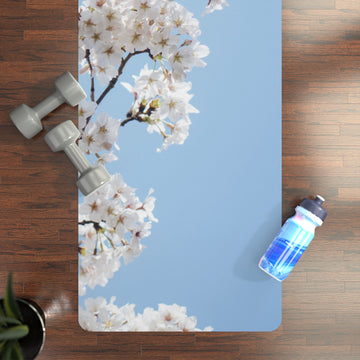 Rubber Yoga Mat, Spring Theme Yoga Mat, Blue Yoga Mat, Motivational Yoga Mat