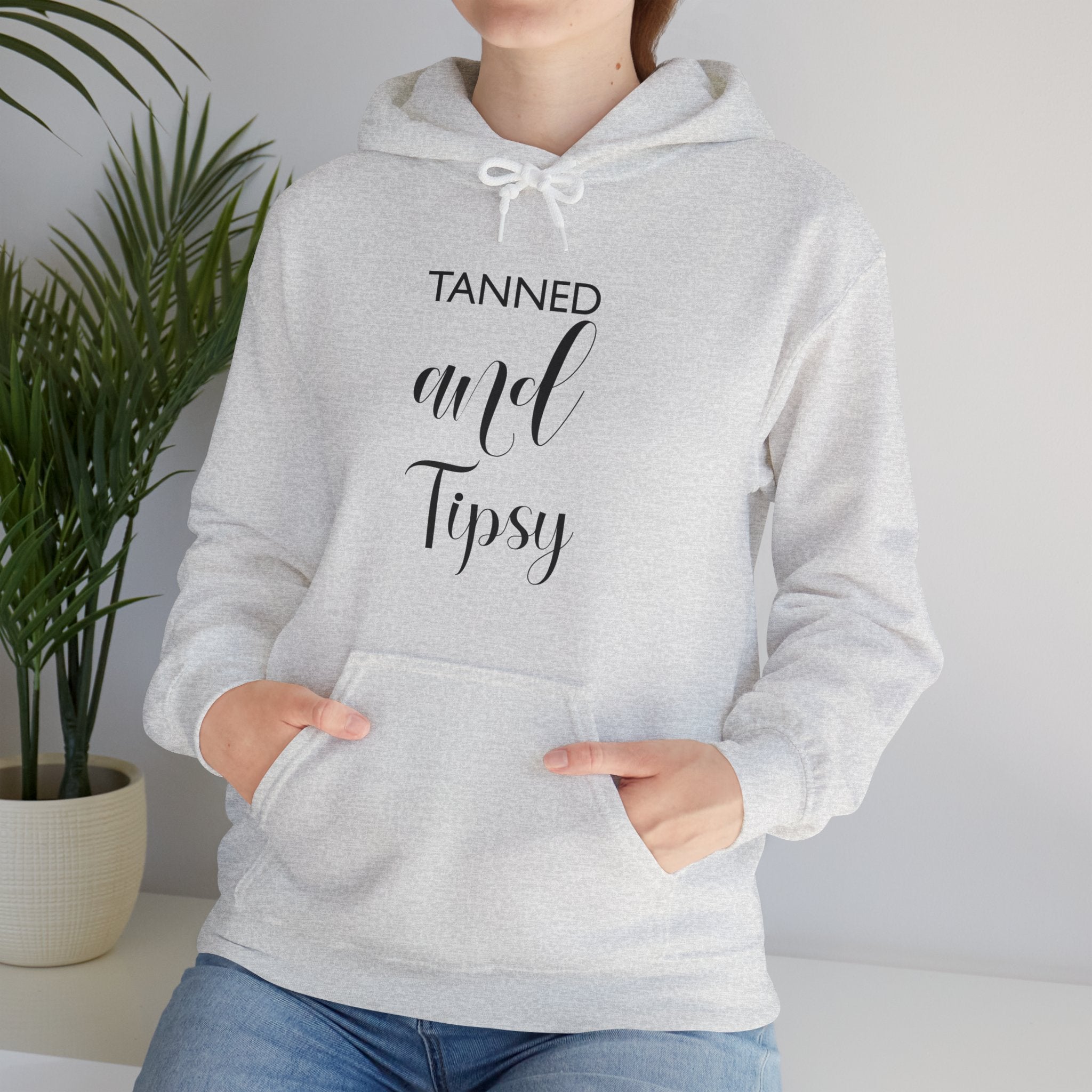 ( UK & EU Region ) Heavy Blend Hooded Sweatshirt, Tanned & Tipsy Hoodie