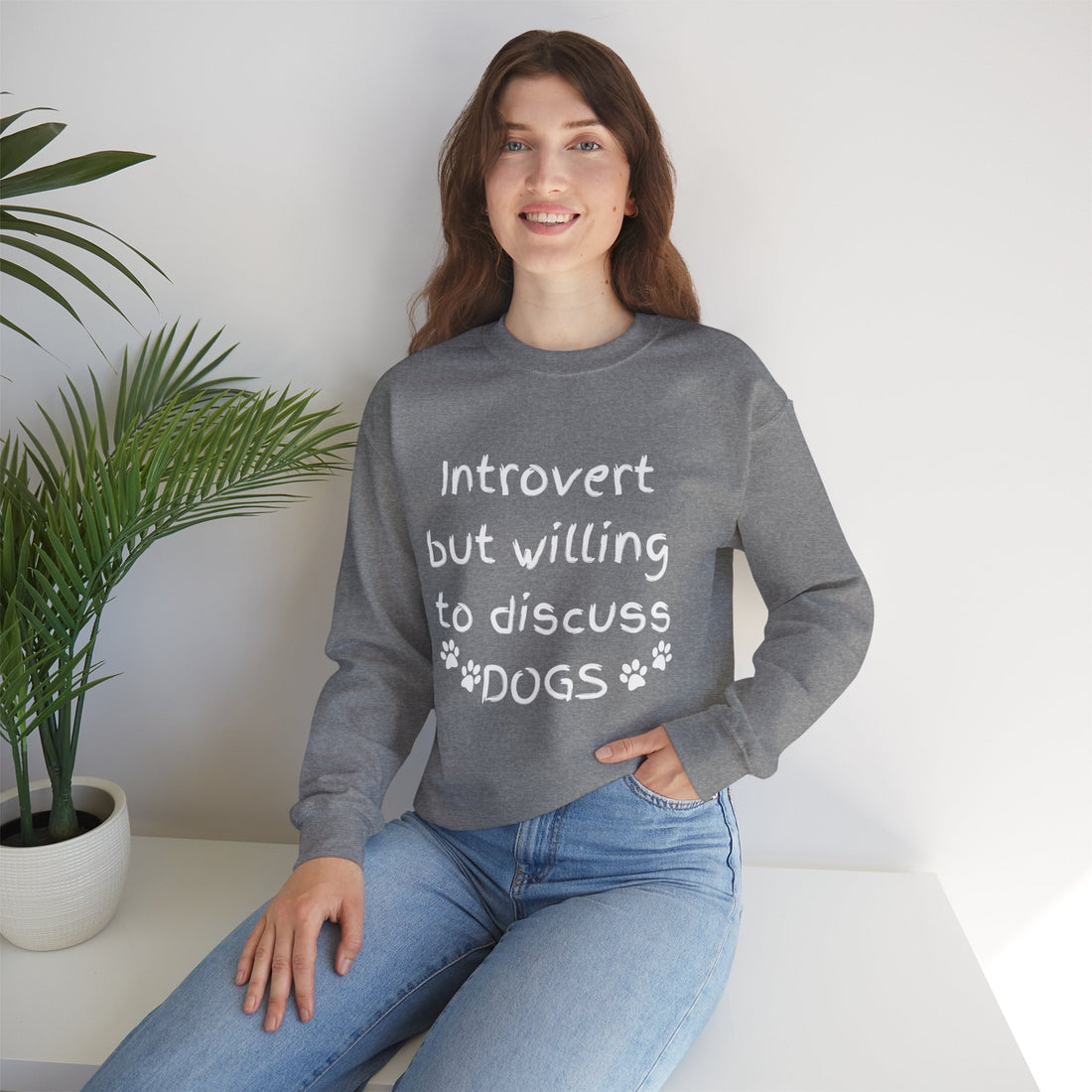 Heavy Blend Crewneck Sweatshirt, Introvert but willing to discuss dogs, animal lover, pet lover, dog lover sweatshirt