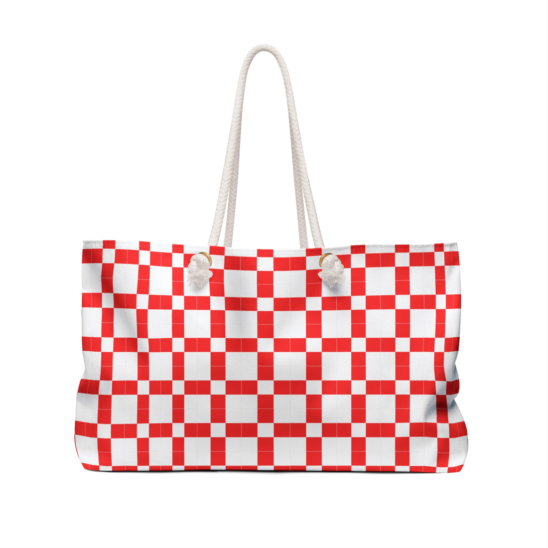 Weekender Bag, Women's Bag, Red & White square design