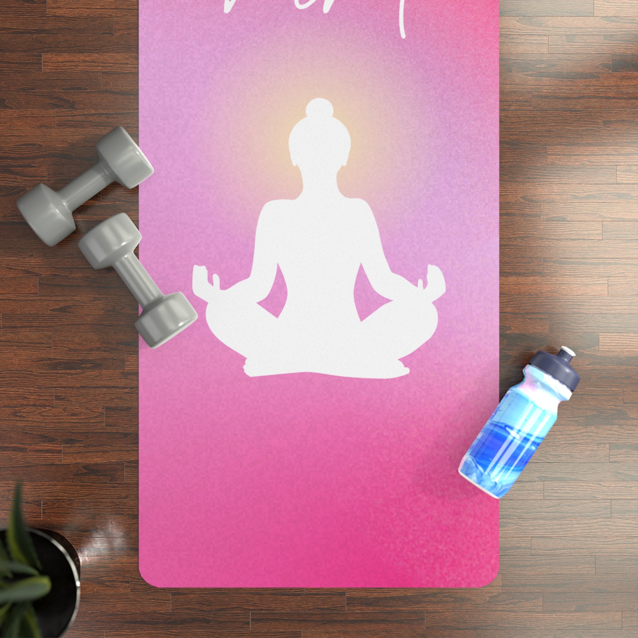 Rubber Yoga Mat, Be Kind to your mind yoga Mat, Pink Yoga Mat