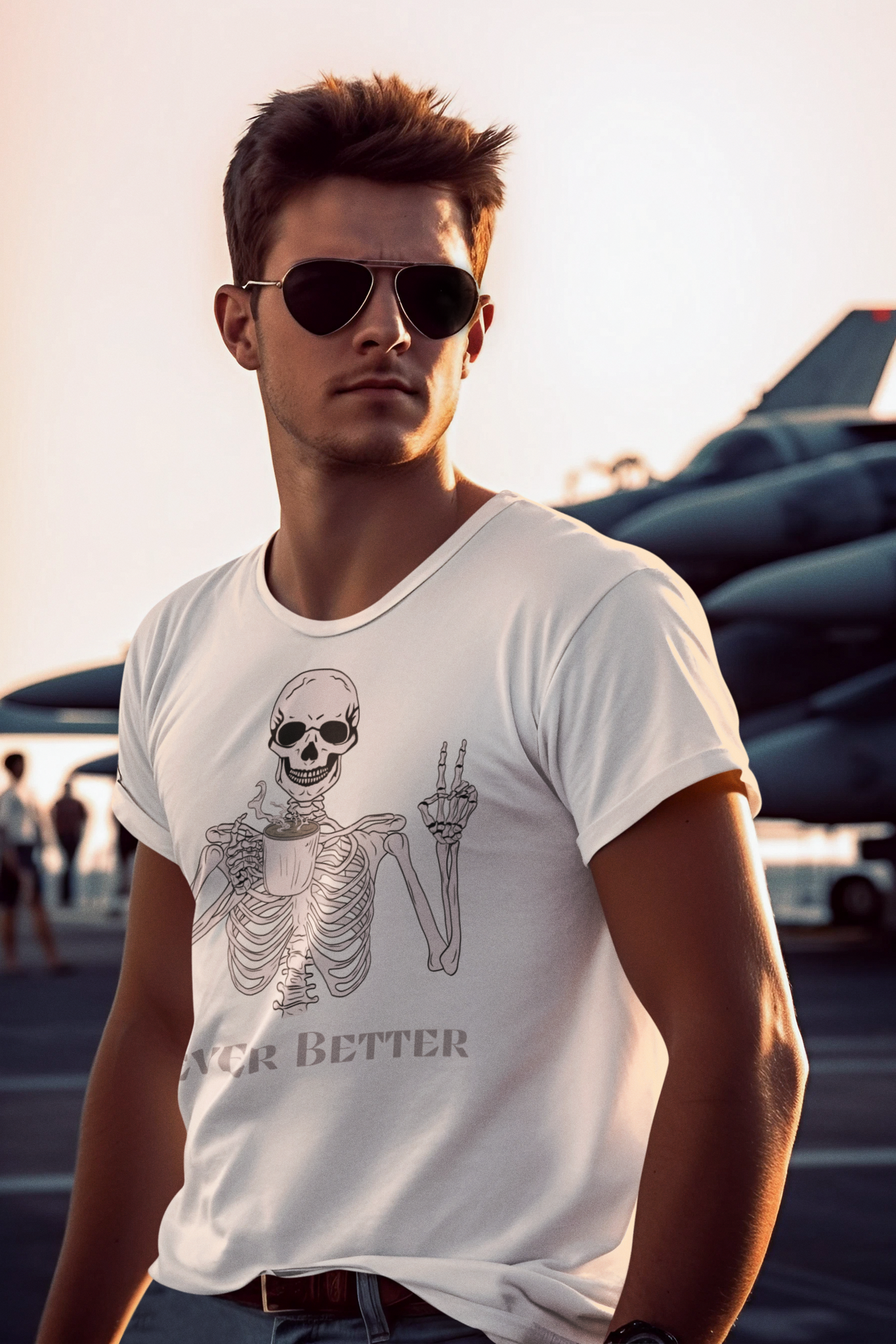 Skeleton Never Better T-Shirt, Skeleton Graphic Shirt, Halloween Party Tee, Funny Gifts, Scary Skeleton Tee, Dark Academia Shirt